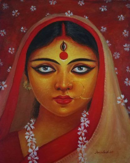 Durga Acrylic Painting, Shakti Tattoo, Maa Pic, Bengal Art, Nav Durga, Village Drawing, Buddha Painting Canvas, Drama Masks, Bengali Art