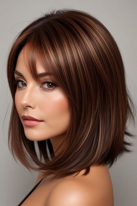 Silver Hair Color Ideas: Sleek and Sophisticated Shades for a Modern Twist - hair color ideas for short hair Bangs With Medium Hair Layers, Hot Chocolate Hair Color, Chocolate Copper Hair, Vacation Hairstyles, Layered Haircuts For Medium Hair, Hair Growth Serum, Trendy Short Hair, Haircuts For Medium Hair, Copper Hair