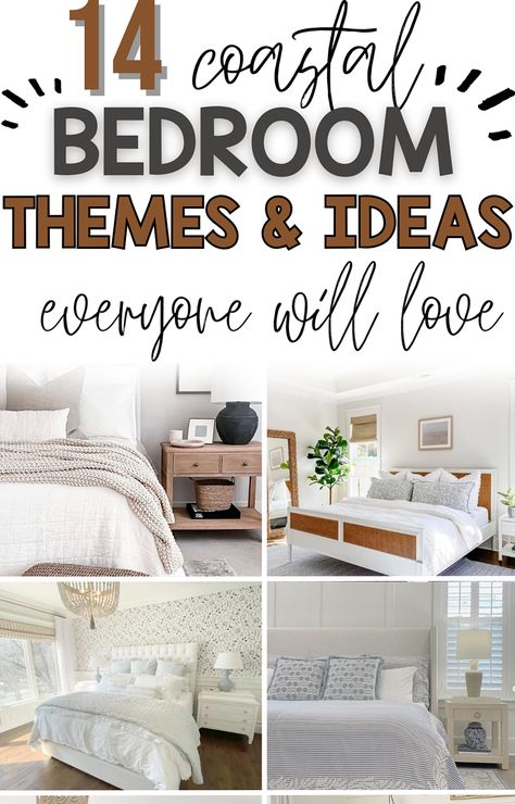 14 Coastal Style Bedroom Ideas You'll Love - Just Simply Mom Coastal Bedroom Colors, Style Bedroom Ideas, Coastal Style Bedroom, Coastal Bedroom Ideas, Ocean Themed Bedroom, Beach Themed Bedroom, Bedroom Colour Palette, Neutral Color Palette, Classy Bedroom