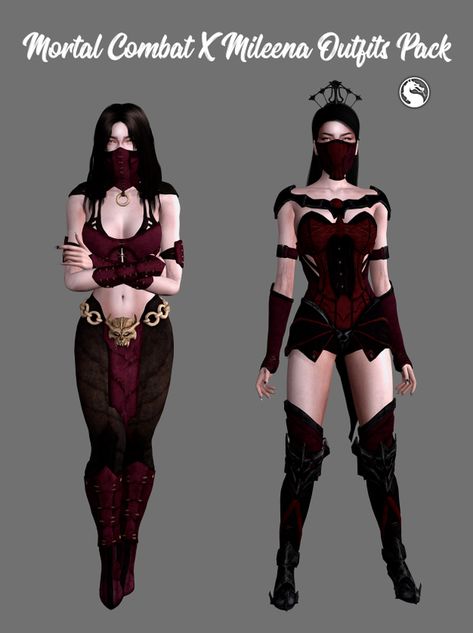 Mortal Combat X Mileena Default & Vampiress Outfits | astya96 on Patreon Sims 4 Halloween Costumes, Sims Vampire, Sims 4 Vampire, Halloween Parejas, Clothes Cc, Sims 4 Anime, Body Necklace, Sims 4 Gameplay, Sims 4 Dresses