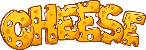 Swiss cheese text. Vector clip art illustration with simple gradients. All in a single layer. EPS10 file included. Word Illustration Art, Cheese Illustration, Word Illustration, 3d Tipografi, Word Art Drawings, Fonts Website, Food Lettering, Cheese Art, Cheese Design