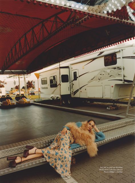 Carousel Photoshoot, Fur Jackets, Fun Fair, Best Portraits, Printed Dresses, Coney Island, Harper's Bazaar, Harpers Bazaar, Fashion Editorial