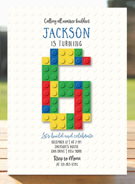 Buy Editable Building Blocks Invitation, Blocks Birthday Party, Building Blocks Invite, Build It Bricks, Boy Birthday Party, Any Age, PRINTABLE Online in India - Etsy Lego Party Invitations, Party Building, Alice In Wonderland Invitations, Block Birthday Party, Wonderland Invitation, It Boy, 1st Birthday Party Invitations, Lego Birthday Party, Lego Birthday