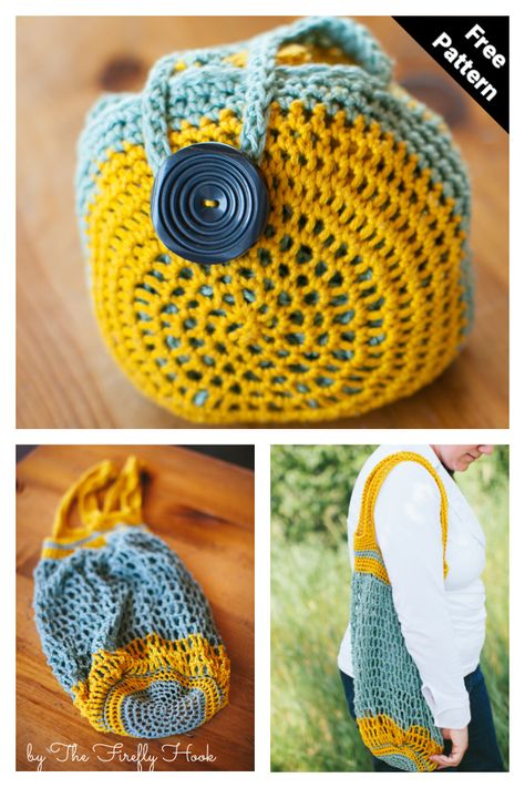 Foldable Market Bag, Market Bag Free Pattern, Market Tote Pattern, Diy Crochet Gifts, Market Bag Crochet, Bag Free Pattern, Pouch Crochet, Save The Environment, Womens Crochet Patterns