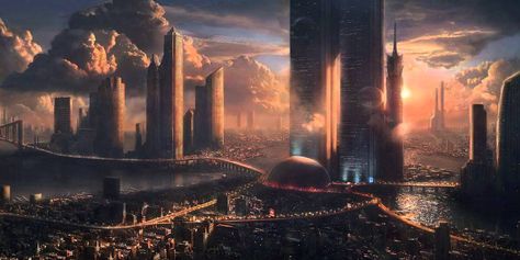 A city on Mars? Count on it. Michio Kaku Predicts the Future of Humans on Mars by 2100. Dystopian Future City Concept Art, Sci Fi Planet Concept Art, Anime City Art, Space City Art, Future Skyscraper, Future City Art, Cyberpunk Architecture, Kota Masa Depan, Futuristic Cities