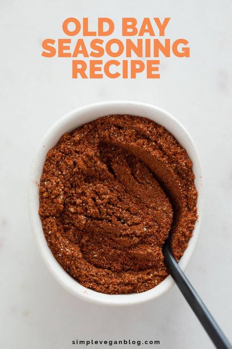 This Old Bay seasoning recipe is made with just 7 ingredients, in less than 2 minutes and is a great substitute for the original blend. #oldbayseasoning #vegan #plantbased #howto #vegetarian Old Bay Seasoning Recipe, Seasoning For Fish, Basic Food, Vegan Blog, Vegan Fish, Seasoning Recipe, Homemade Spices, Vegan Cookbook, Food Projects