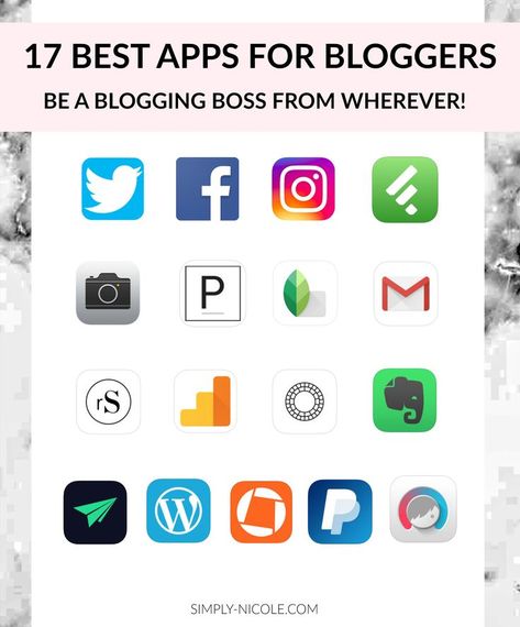 The 17 Best Apps for Bloggers: Be a Blogging Boss from Wherever - Simply Nicole Vlogging Tips, Blogging Apps, Boss Tips, Apps For Girls, Apps To Download, New Apps, Apps For Teens, Seo Tutorial, Blogging Resources