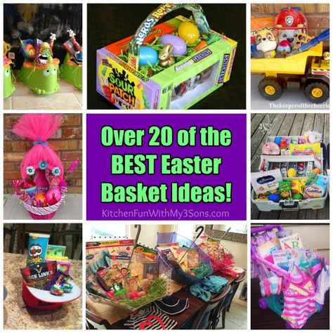 20+ of the Best Easter Basket Ideas! - Kitchen Fun With My 3 Sons Large Easter Basket, Oreo Cheesecake Cookies, Easter Basket Ideas, Easter Egg Basket, Candy Basket, Kitchen Fun, Egg Basket, Easter Bunny Decorations, Easter Crafts Diy