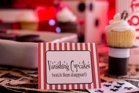 Warner's Magical 5th Birthday | CatchMyParty.com Magic Party Food Ideas, Just Add Magic Party Ideas, Magic Party Food, Magician Birthday Party For Kids, Magician Themed Birthday Party, Magic Show Birthday Party Kids, Magician Birthday Party, Magician Party, Birthday Magic