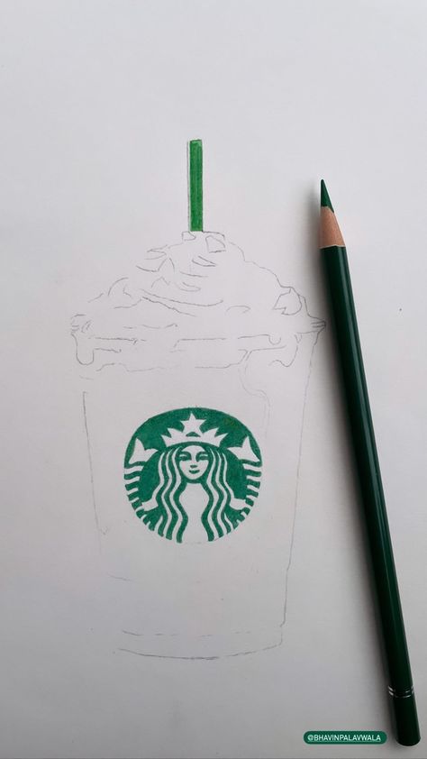 Starbucks Drawing Sketches, Starbucks Coffee Drawing, Starbucks Logo Drawing, Starbucks Painting, Starbucks Sketch, Starbucks Cup Drawing, Kawa Starbucks, Starbucks Poster, Starbucks Drawing