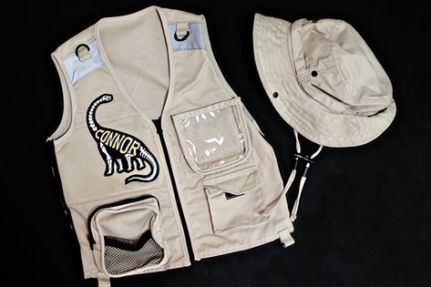 DIY Paleontologist outfit for a Dinosaur Party Dinosaur Party Outfit, Dinosaur Birthday Party Costume, Paleontologist Costume Women, Paleontologist Costume, Paleontologist Outfit, Paleontology Outfit, Archeologist Outfit, Dinosaur And Paleontologist Costume, Dinosaur Fossil Costume