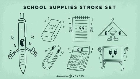 School supplies characters retro cartoon stroke Retro Cartoon Style, Retro Cartoon, Poster Layout, Retro Cartoons, Silhouette Art, Cartoon Style, Cartoon Styles, T Shirt Design, School Supplies