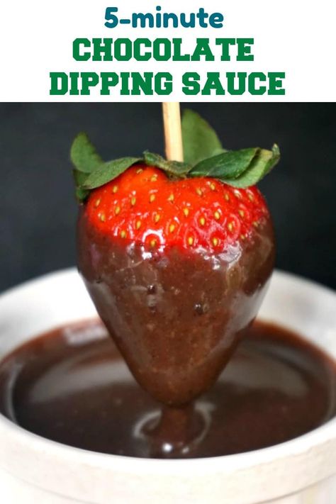 5-Minute Chocolate Dipping Sauce, the very best homemade chocolate sauce that is so easy to make. Great for dippping fruit, breadsticks, crackers, or anything else that takes your fancy. A must-have party treat. via @ Chocolate Dipping, Homemade Chocolate Sauce, Chocolate Sauce Recipes, Chocolate Dipping Sauce, Chocolate Dip, Hot Chocolate Fudge, Dip Sauce, Dipping Sauces Recipes, Slow Cooker Desserts