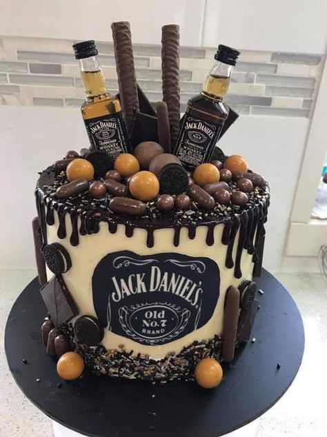 38 Birthday Party Ideas For Man, 18th Birthday Cake For Guys, 21st Birthday Cake For Guys, Jack Daniels Cake, Bottle Cake, Dad Birthday Cakes, Birthday Cake For Him, Happy Birthday Wishes Cake, 21st Birthday Cakes