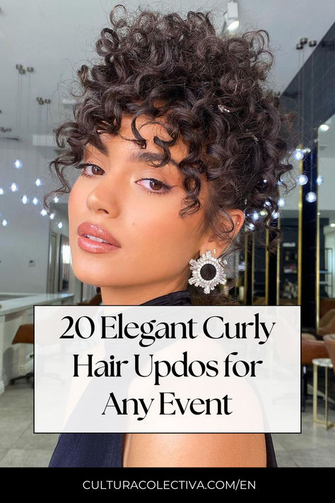 Check out these 20 fabulous curly hair updos that will make you fall in love with your curls all over again! Curly Updo Hairstyles Tutorial, Soft Curls Updo, Hairdo For Short Curly Hair, Mother Of The Groom Hairstyles For Curly Hair, Updos With Curly Hair, Updo Curly Short Hair, 2c Curly Hair Updo, Curly Hair Ideas For Wedding, Curly Hair Pinup Style