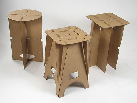 flat pack cardboard stools Cardboard Stool, Cardboard Chair, Carton Diy, Portable Stool, Cardboard Design, Paper Furniture, Cnc Furniture, Flat Pack Furniture, Background Diy