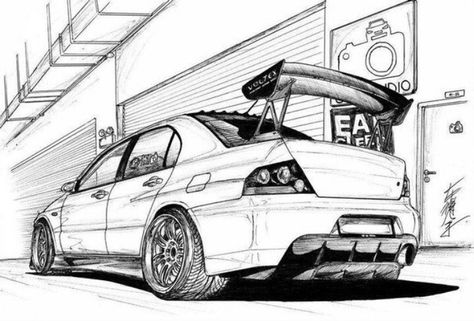 Incredible Lancer Evo Drawing, Draw Cars, Evo 9, Carros Bmw, Evo 8, Mitsubishi Lancer Evo, Bike Drawing, Car Silhouette, Car Drawing