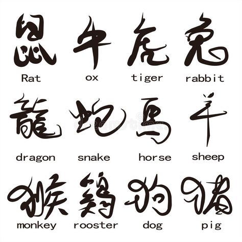 Chinese Zodiac Tattoo, Kalibo, Chinese Symbol Tattoos, Pig Tattoo, Chinese Horoscope, Horoscope Tattoos, Monkey Tattoos, Zodiac Characters, Leo Gemini