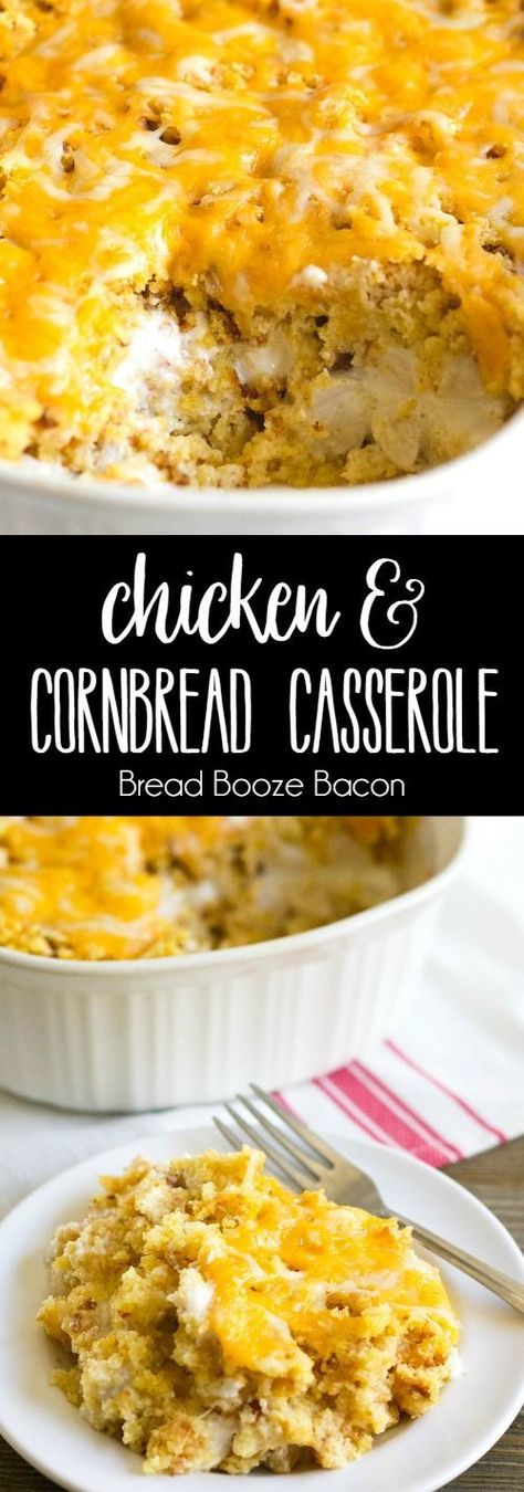 Chicken And Cornbread Casserole, Chicken Cornbread Casserole, Chicken And Cornbread, Cornbread Casserole Recipe, Chicken Cornbread, Bread Booze Bacon, Cornbread Casserole, Grandma's Kitchen, Corn Bread Recipe