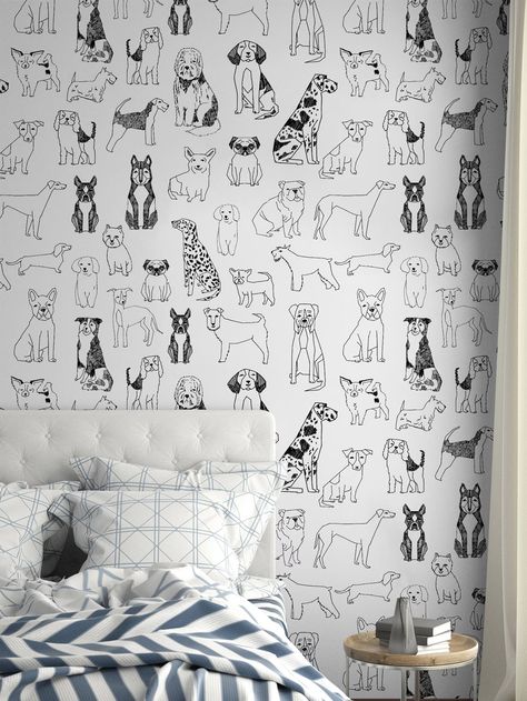 17.7 Inches*6.5/9.8 Feet Black And White Dog Animal Peel And Stick Wallpaper, Removable Wall Sticker, Cute Pet Mural,Home Decor ,Wall Art, Wall DecorI discovered amazing products on SHEIN.com, come check them out! Pet Mural, Bedroom Wallpaper Murals, Family Wallpaper, Girls Room Wallpaper, Playroom Wallpaper, Mural Home, Floral Wall Decals, Animal Wall Decals, Black And White Dog