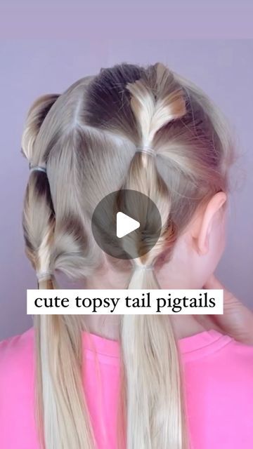 Girls Pigtail Hairstyles, Topsy Tail Hairstyles For Kids, Pig Tail Hairstyles Kids, Pigtail Hairstyles For Kids, Topsy Tail Hairstyles, Topsy Tail, Tail Hairstyle, Piggy Tails, Girls Hairstyles Easy