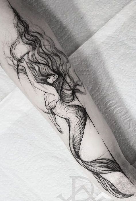 Ocean Life Tattoos, Ocean Wave Tattoo, Hai Tattoo, Siren Tattoo, Mermaid Tattoo Designs, Water Tattoo, Ocean Tattoos, Mermaid Tattoo, Mermaid Tattoos