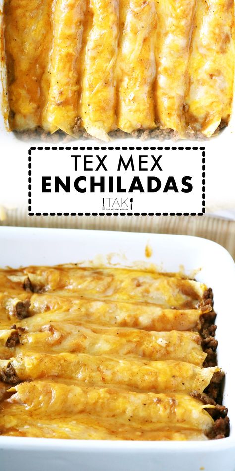 If you are in the mood for an authentic Mexican dinner, look no further than these Cheesy Ground Beef Enchiladas made with corn tortillas and topped with a savory Tex-Mex enchilada gravy and shredded cheese! Enchilada Gravy, Tex Mex Enchiladas, Texas Foods, Homemade Beef Gravy, Mexican Recipies, Beef Enchiladas Recipe, Easy Enchilada Recipe, Beef Enchilada Recipe, Ground Beef Enchiladas