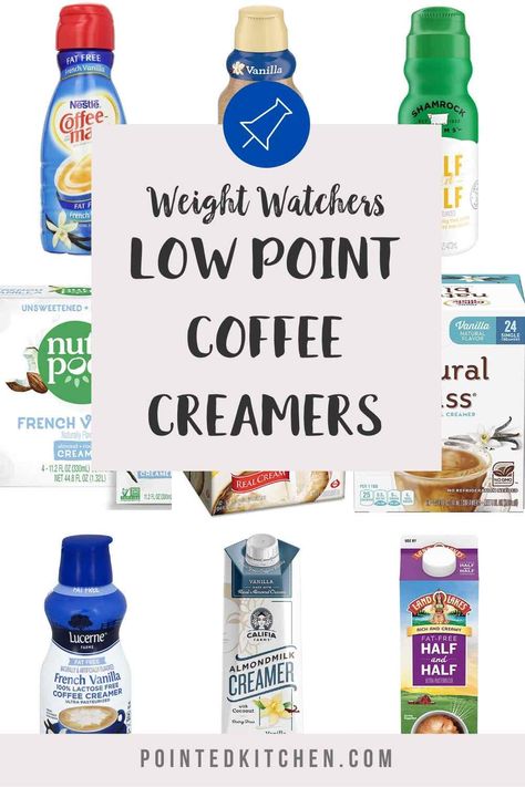 If you love coffee, and lets face it, who doesn't, you'll love these low point Coffee Creamers. All these creamers are under 2 SmartPoints on Weight Watchers Blue, Purple, Green  Freestyle plans. #weightwatchers #smartpoints #coffeecreamers #weightwatcherstips #weightwatcherstreats #weightwatchersrecipes #lowpoints Weight Watcher Coffee Creamer, Weight Watchers Iced Coffee Recipes, Ww Coffee Creamer, Weight Watchers Coffee, Ww Coffee, Point Coffee, Low Points Weight Watchers, Weight Watchers Food Points, Weight Watchers Menu