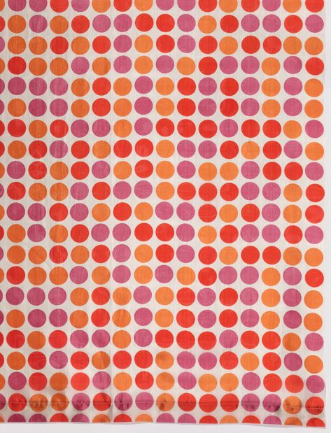 Alexander Girard. Circles. 1951. Manufactured by Herman Miller Furniture Co., Zeeland, MI. Printed silk gauze. 83 x 44 1/2" (210.8 x 113 cm). Gift of the manufacturer. 471.1975. Architecture and Design Herman Miller Furniture, Pattern Layout, Alexander Girard, Mid Century Aesthetic, Printed Cups, Architecture Interiors, Herman Miller, Architecture And Design, Paper Beads