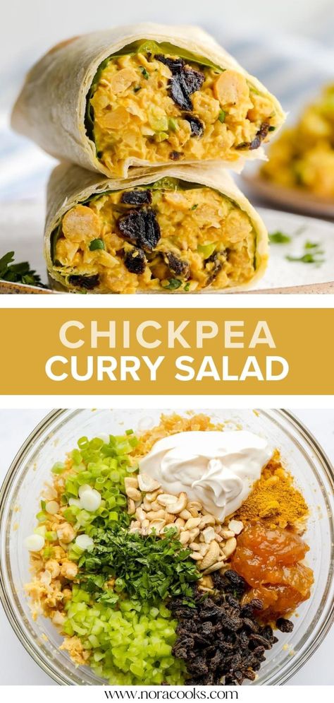 Curry Chickpea Salad, Best Vegan Salads, Chickpeas Curry, Nora Cooks, Chickpea Salad Recipe, Chickpea Salad Sandwich, Tofu Salad, Chickpea Salad Recipes, Chicken Curry Salad