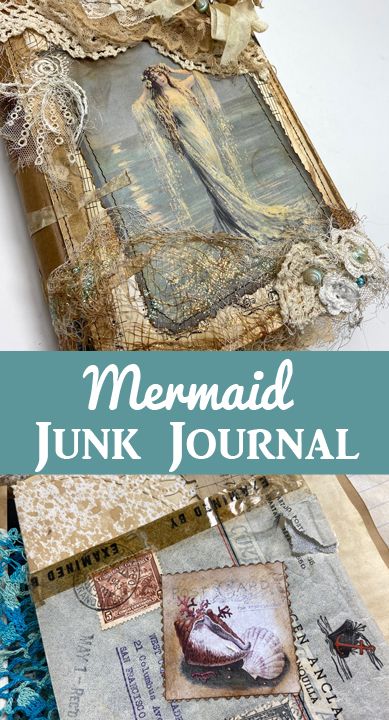 Mermaid Junk Journal, Mermaid Journal, Bookmarks Paper, Junk Journal Cover, Graphic Fairy, Boho Journal, Junk Journal Inspiration, Lap Books, Vintage Journals