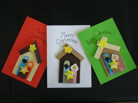 Christmas Cards Diy Kids, Christian Christmas Cards Handmade, Christmas Sunday School Crafts, Paper Nativity, Christmas Cards Handmade Kids, Nativity Scene Crafts, Nativity Christmas Cards, Christmas Sunday School, Christian Christmas Cards