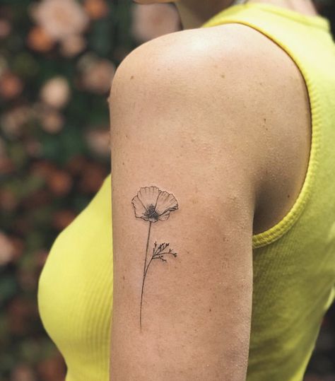 Fire Poppy Tattoo, Poppy Hip Tattoo, Single Poppy Flower Tattoo, Poppy Simple Tattoo, Single Poppy Tattoo, Poppy Fineline Tattoo, Minimalistic Poppy Tattoo, Icelandic Poppy Tattoo, Golden Poppy Tattoo