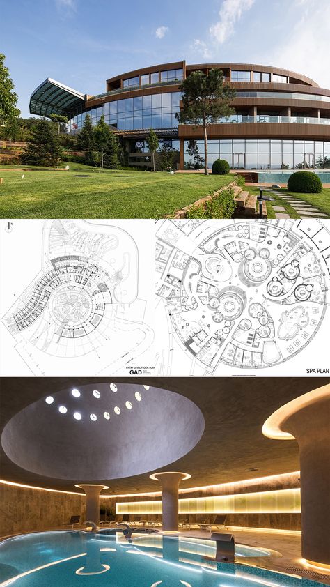 Circular Hotel Plan, Round Architecture Design, Hotels Plans Architecture, Hotel Plans Architecture, Spa Architecture Design, Spa Plan Architecture Spas, Spa Plan Architecture, Spa Design Plan, Hotel Design Architecture Plan