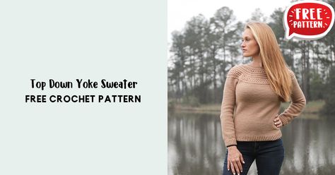 crochet Top Down Yoke Sweater free pattern - FREE Crochet Sweater Pattern for Beginners. Click to Get the Pattern #Sweater #crochetpattern #crochet Sweater Free Pattern, Yoke Sweater, Free Crochet Sweater, Crochet Sweater Pattern, Crochet Sweater Pattern Free, Sweater Crochet Pattern, Top Down, Pattern Sweater, Sweater Pattern