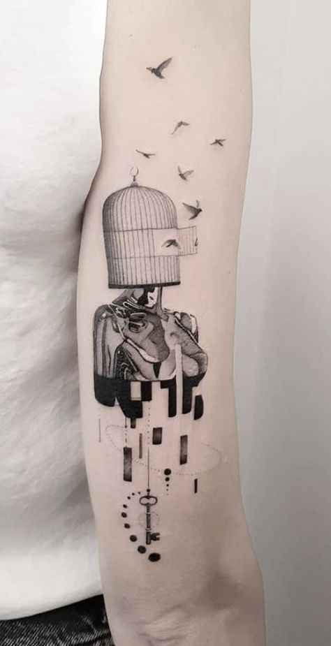 Badass tattoos in this article: you can find the true meaning of these inks, special features, and a collection of fascinating designs. Don’t delay and start reading! Tattoos For Women Shoulder, Minimalist Tattoos For Women, Memento Mori Tattoo, Cyberpunk Tattoo, Surreal Tattoo, Epic Tattoo, Tattoo Artwork, Wrist Tattoos For Women, Modern Tattoos