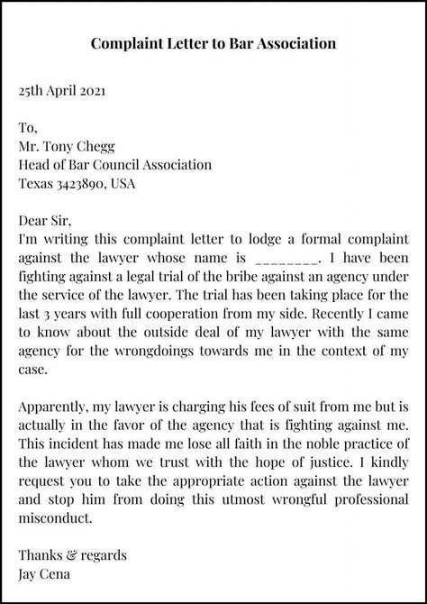 Complaint Letter to Bar Association Sample & Examples Letter Of Complaint, English Letter Writing, Complaint Letter, Store Owner, Letter Sample, English Letter, The Agency, Letter Writing, The Store