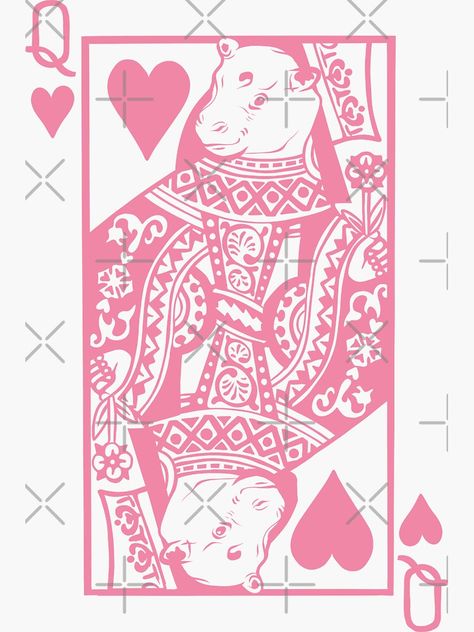 "Moo Deng Queen Of Hearts Playing Card Pastel Pink" Sticker for Sale by illhustration Hearts Playing Cards, Playing Card, Queen Of Hearts, Pastel Pink, Playing Cards, Pastel, Queen, For Sale, Pink