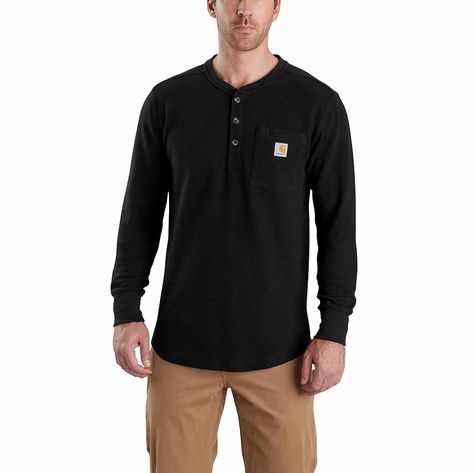 Men's Tilden Long-Sleeve Waffle Knit Henley 103398 | Carhartt Workwear Store, Carhartt Long Sleeve, Carhartt T Shirt, Carhartt Shirts, Mens Sleeve, Thermal Shirt, Branded Sweatshirts, Birds Eye, Carhartt Mens