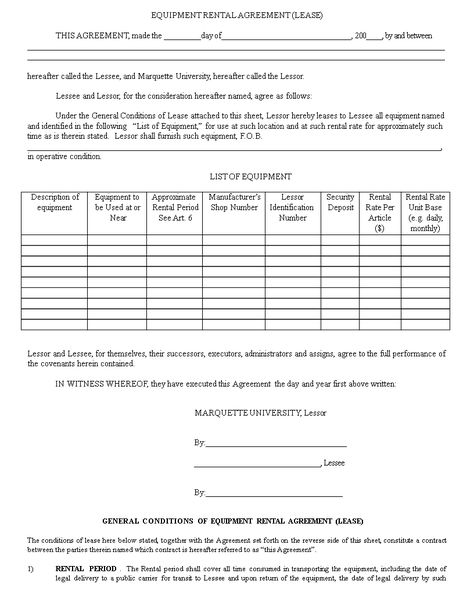 Get the best Equipment Rental Agreement Template for your business needs. Define the terms of the lease and protect both you and your lessee. Download now! Rental Agreement Templates, Lease Agreement, Financial Instrument, Business Templates, Document Templates, Business Needs, Business Template