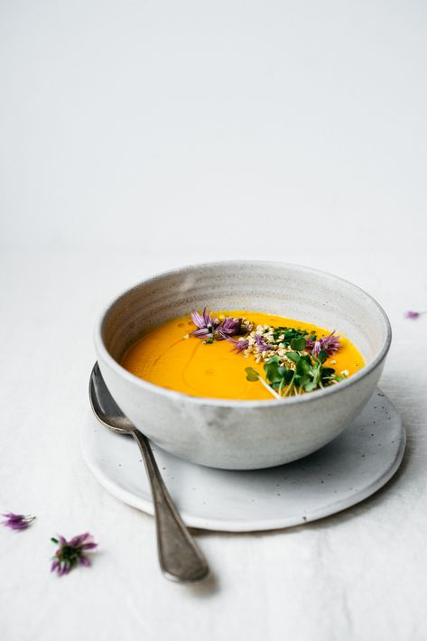 Carrot Ginger Soup – TENDING the TABLE Food Recipes Soup, Hazelnut Soup, Soup Meal Prep, Soup Carrot, Fried Sage, Whats Cooking, Carrot Ginger Soup, Ginger Soup, Recipes Soup