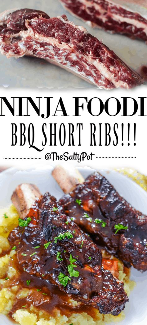 Cooking Beef Ribs, Bbq Beef Short Ribs, Cooking Short Ribs, Beef Back Ribs, Ninja Cooking System Recipes, Cooking Beef, Beef Short Rib Recipes, Short Ribs Recipe, Ninja Recipes