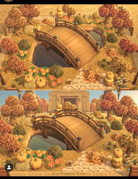 Animal Crossing Fall Codes, Acnh Halloween Island Ideas, Cottagecore Animal Crossing, Acnh Inspiration, Fall Cottage, Autumn Animals, City Island, Acnh Design, Animal Crossing Wild World