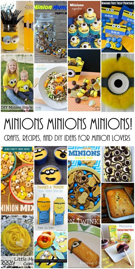 Lots of amazing DIY crafts, recipes, party ideas and more for Minion lovers Minions Crafts, Minion Party Food, Minion Snacks, Minion Crafts, Minion Party Ideas, Minion Craft, Diy Minions, Purple Minions, Happy Birthday Minions