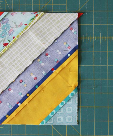 There are a few different ways to make these diagonal quilt blocks…but by far my favorite method is this tube method below.  These are fairly easy blocks to make, but I wouldn’t  recomm… Stripe Quilt Pattern, Strip Quilting, Diagonal Quilt, Strip Quilt Patterns, Strip Quilt, Cluck Cluck Sew, Quilting Tutorial, Jelly Roll Quilt Patterns, Crazy Quilt Blocks