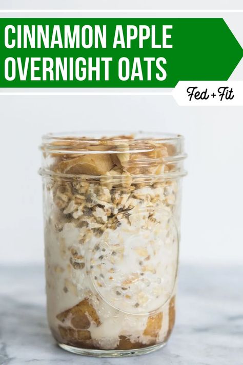 Clean Eating Overnight Oats, Diet Salads, Low Calorie Overnight Oats, Apple Cinnamon Overnight Oats, Apple Overnight Oats, Cinnamon Overnight Oats, Overnight Oats Recipe Easy, Overnight Oats In A Jar, Overnight Oats With Yogurt