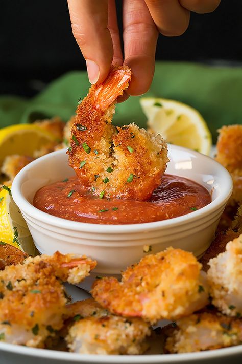 Crispy Panko Shrimp with Cocktail Sauce | Cooking Classy Dipping Sauce For Shrimp, Sauce For Shrimp, Panko Shrimp, Oven Shrimp Recipes, Fried Shrimp Recipes, Asian Dipping Sauce, Easy Skillet Meals, Breaded Shrimp, Shrimp Sauce