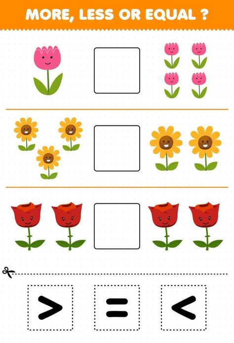 Flowers Worksheet, Nature Worksheet, Flower Math, Cute Flower Drawing, Maternelle Grande Section, Pattern Activities, Cartoon Flower, Cut And Glue, Game For Children