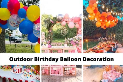 50 Best Outdoor Birthday Balloon Decoration Ideas For Your Next Party Park Pavilion Decorations Birthday, Birthday Balloon Decoration Ideas, Balloon Decor Ideas, Balloon Design For Birthday, Picnic Table Decor, Birthday Balloon Decoration, Balloon Decoration Ideas, Hanging Balloons, Circus Birthday Party Theme