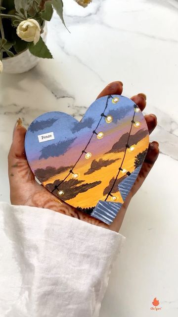 Heart Canvas Painting Ideas, Heart Shaped Canvas, Retro Painting, Landscape Painting Tutorial, Instagram Quote, Geode Art, Heart Canvas, Canvas Painting Tutorials, Cute Canvas Paintings